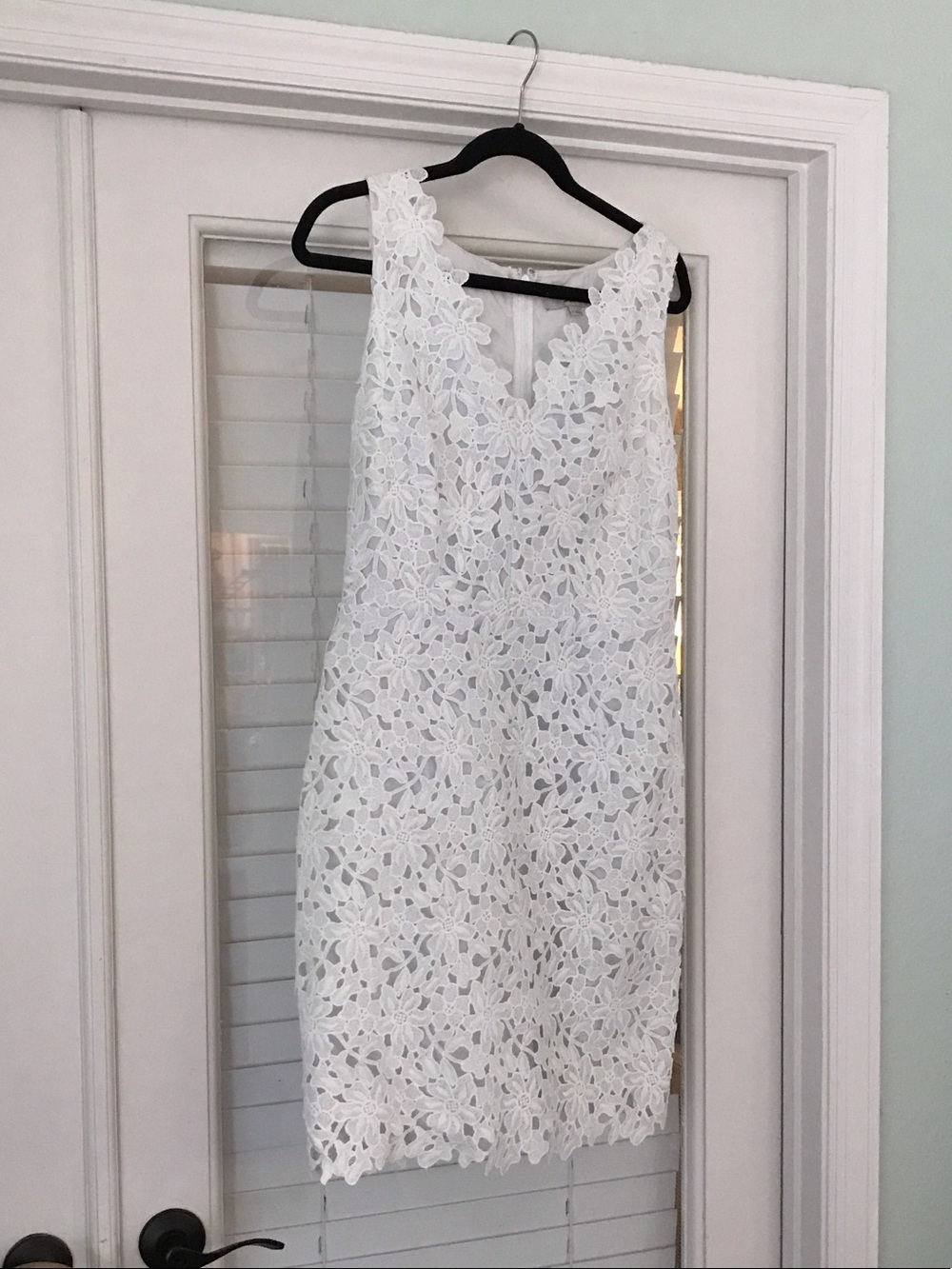 LOFT White Floral Lace Midi Sheath Dress